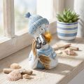 Mouette décorative en polyrésine bleu et blanc avec longue-vue H11cm | Floristik24.fr