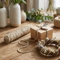 Fil décoratif beige en laine et jute 55 m | Floristik24.fr