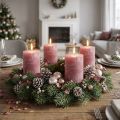 Bougies cylindriques en cire teintée vieux rose 60x80mm par 4 | Floristik24.fr