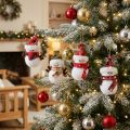 Lot de 4 figurines bonhommes de neige suspendues H9cm pour décoration de Noël | Floristik24.fr