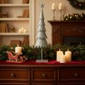 Sapin décoratif en métal sur socle avec étoile 74 cm | Floristik24.fr