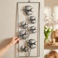 Décoration murale en métal avec oiseaux, couleur argent et finition blanche, 47,5 cm | Floristik24.fr