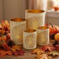Lanterne en métal décorative automnale, crème et doré, lot de 3 | Floristik24.fr