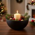 Bougeoir noir et argent pour décoration Ø13cm H6,5cm | Floristik24.fr