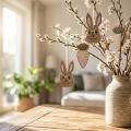 Décoration de Pâques en Bois Motif Lapin et Carotte – Set de 9 Pièces | Floristik24.fr