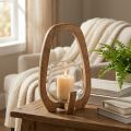 Photophore en bois de manguier et verre Ø12cm H20cm | Floristik24.fr
