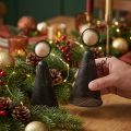 Figurines d'ange en métal noir et bois naturel 15,5 cm - Lot de 2 | Floristik24.fr