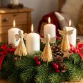 Décoration de Noël – Ange en bois et fibre végétale sur tige, 5 × 11 cm, lot de 12 | Floristik24.fr