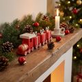 Petit train en bois rouge et blanc avec figurines cadeaux, 18x4,5 cm, 2 pièces | Floristik24.fr
