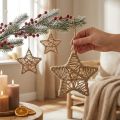 Étoiles Décoratives à Suspendre en Jute Nature - Lot de 4, Ø18 cm | Floristik24.fr