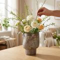 Vase décoratif en céramique avec effet métallique brun et bleu-gris 16,5 × 20,5 cm | Floristik24.fr