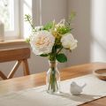 Bouquet de Roses Artificielles Crème avec Fleurs et Feuillage Déco 35 cm | Floristik24.fr