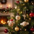 Décorations en bois têtes de bonhommes de neige à suspendre, 5 cm, set de 12 | Floristik24.fr