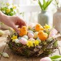 Lot de 18 petits poussins décoratifs jaune et orange H4,5 cm | Floristik24.fr