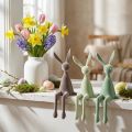 Figurines de lapins décoratifs en flocage vert et brun 28 cm - Lot de 3 | Floristik24.fr