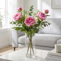 Fleurs artificielles pivoines longues tiges roses 70 cm (lot de 3) | Floristik24.fr