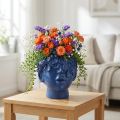 Pots décoratifs en forme de buste pour plantes, en polyresine bleu, 13,5 × 13 × 14 cm | Floristik24.fr