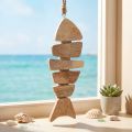 Suspension décorative poisson en bois et corde de jute 27 x 10 cm | Floristik24.fr