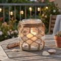 Deko en verre avec filet macramé et coquillages Ø14 cm | Floristik24.fr