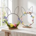 Anneau décoratif en métal motif lapin noir sur socle en bois Ø20 cm (lot de 2) | Floristik24.fr