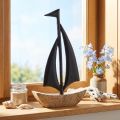Décoration bateau en bois et métal noir H30,5 cm | Floristik24.fr