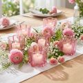 Porte-bougies chauffe-plat en forme de fleur, verre rose, Ø 7,5 cm x H 6 cm, lot de 6 | Floristik24.fr