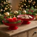 Assiette déco Petit plateau sur pied Métal Rouge Ø14cm 2pcs | Floristik24.fr