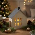 Lanterne Maison en Métal Gris et Beige 16 cm | Floristik24.fr
