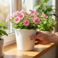 Pot de fleur en plastique blanc Ø19cm H16cm - Modèle Irys | Floristik24.fr