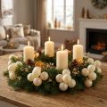 Mini boules de Noël en verre crème mat et brillant Ø40 mm - Lot de 32 | Floristik24.fr