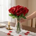 Bouquet de roses artificielles rouges 30 cm - Lot de 10 | Floristik24.fr