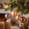 Boules de Noël en verre rose et abricot Ø6 cm - Lot de 24 | Floristik24.fr
