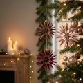 Étoiles décoratives en papier à suspendre - Bordeaux et rose avec perles dorées | Floristik24.fr