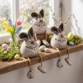 Figurines lapins en céramique déco margelle 6,5×7×9,5 cm - Lot de 3 | Floristik24.fr