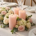 Set de 4 Bougies Cylindriques Rose Pâle 70 x 120 mm pour Décoration et Ambiance Romantique | Floristik24.fr