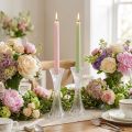 Bougeoir en verre transparent avec reliefs pour bougies 20 cm - Lot de 2 | Floristik24.fr