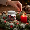 Pot de Décoration en Verre avec Étoiles en Bois Rouges - 9 cm | Floristik24.fr