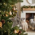 Étoile en Bois Tressé Hellbraun 15 cm à Suspendre | Floristik24.fr