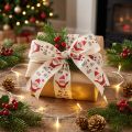 Ruban de Noël avec Père Noël en coton crème 40 mm 15 m | Floristik24.fr