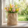 Sac en jute naturel avec doublure plastique 28 × 10 × 40 cm | Floristik24.fr