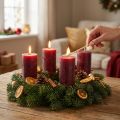 Bougies cylindriques rustic auto-extinguibles 110×60 mm bordeaux - Lot de 4 | Floristik24.fr