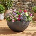 Coupe en plastique anthracite Ø40 cm H18,5 cm avec stries | Floristik24.fr