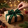 Ruban cadeau, ruban de Noël, ruban velours Vert Joyeux Noël 25mm 20m | Floristik24.fr