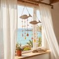 Mobile décoratif en bois avec poissons et coquillages blancs - 20 cm | Floristik24.fr