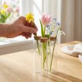 Vase en tube à essai en verre avec bouchon en liège Ø4cm H18cm - Lot de 6 | Floristik24.fr