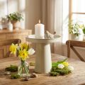 Plateau décoratif sur pied en métal beige-gris 20 cm pour bougies et figurines | Floristik24.fr