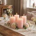 Bougies cylindriques roses teintées dans la masse 70×80mm - Set de 4 bougies décoratives | Floristik24.fr
