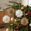 Lot de 6 étoiles en papier blanc et brun 16 cm avec attache | Floristik24.fr