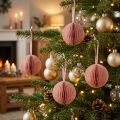 Boules décoratives en papier alvéolé abricot et rose Ø 7 cm x4 | Floristik24.fr