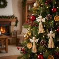 Lot de 12 anges en bois et raphia naturel 11 cm - Décoration de Noël | Floristik24.fr